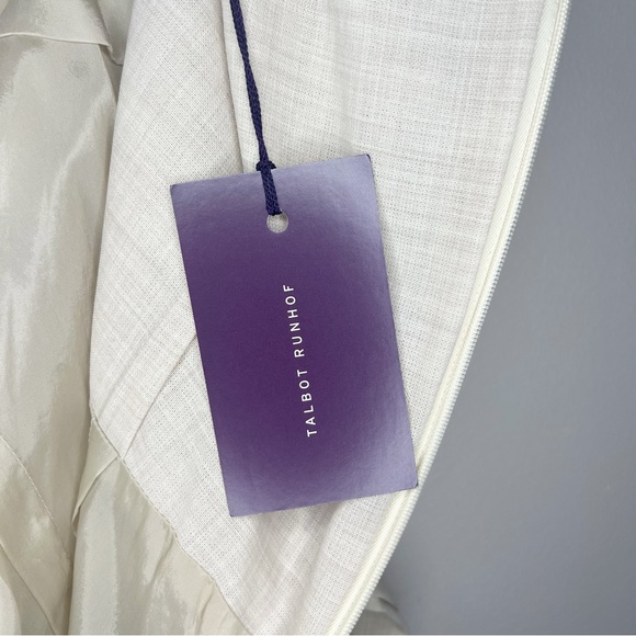 Talbot Runhof Cream draped wool-blend voile midi Dress Size 10 US / 40 D - Picture 8 of 11